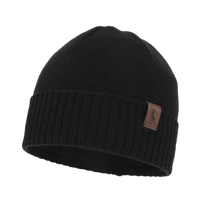 Bonnet d'hiver homme, noir, avec laine mérinos, Hogan