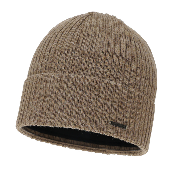 Bonnet d'hiver homme, beige, avec laine mérinos, Baltor