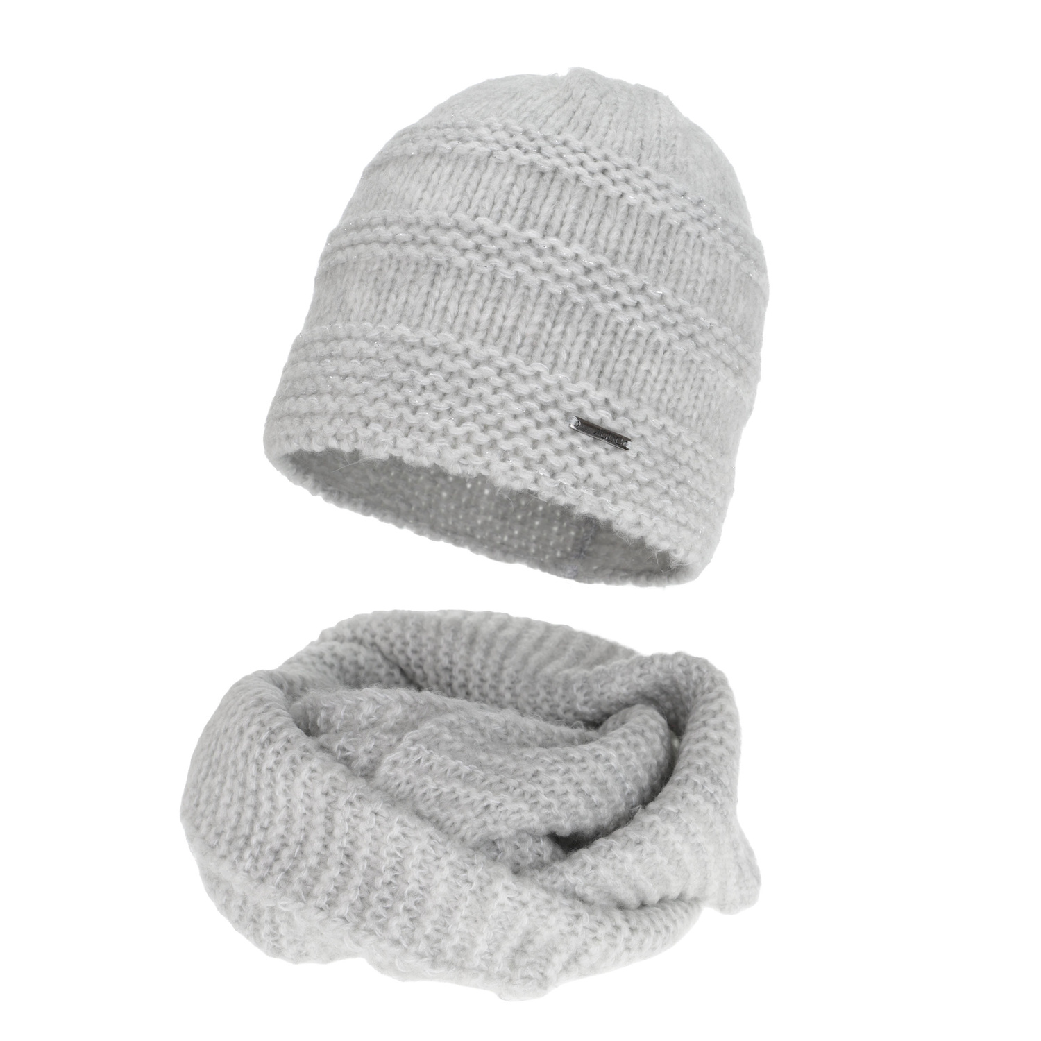 Ensemble d'hiver femme: bonnet et snood, rose, avec laine mérinos, Driva