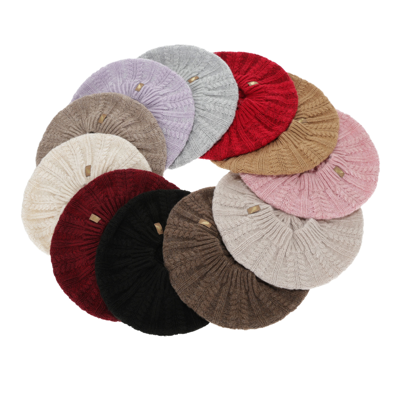 Béret d'hiver femme, beige clair, avec laine mérinos, Senja