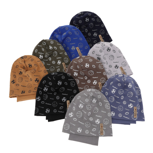 Ensemble automne/printemps garçon: bonnet et snood, bleu, en coton, Paolo