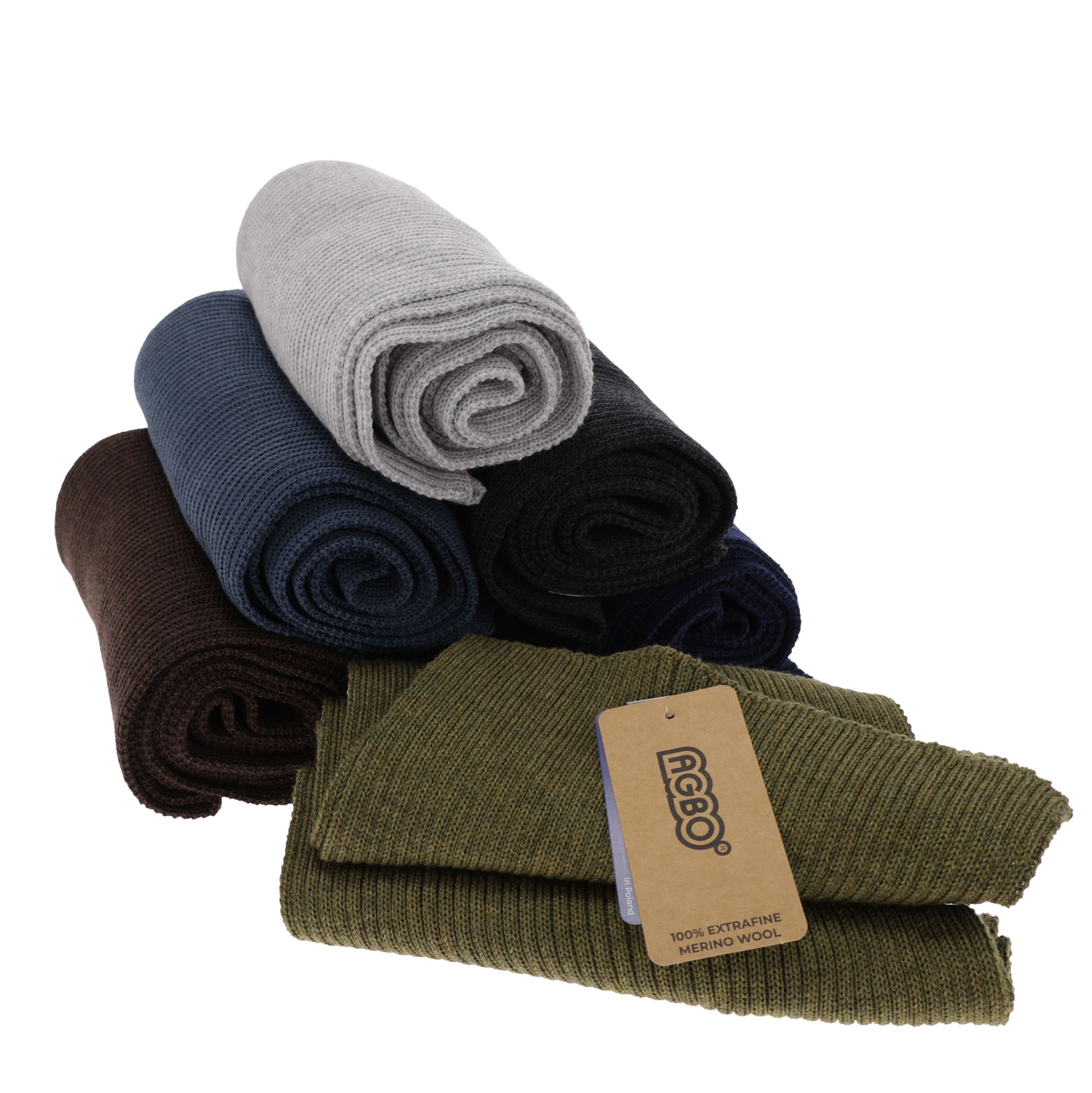 Écharpe d'hiver homme, grise, 100% Laine Mérinos, Brayan