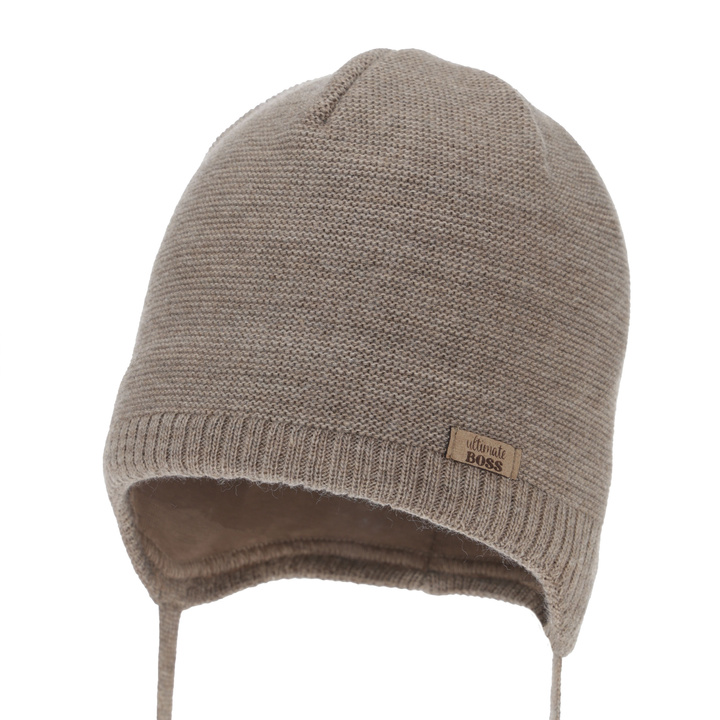 Bonnet automne/printemps garçon, beige, avec liens, Valdis