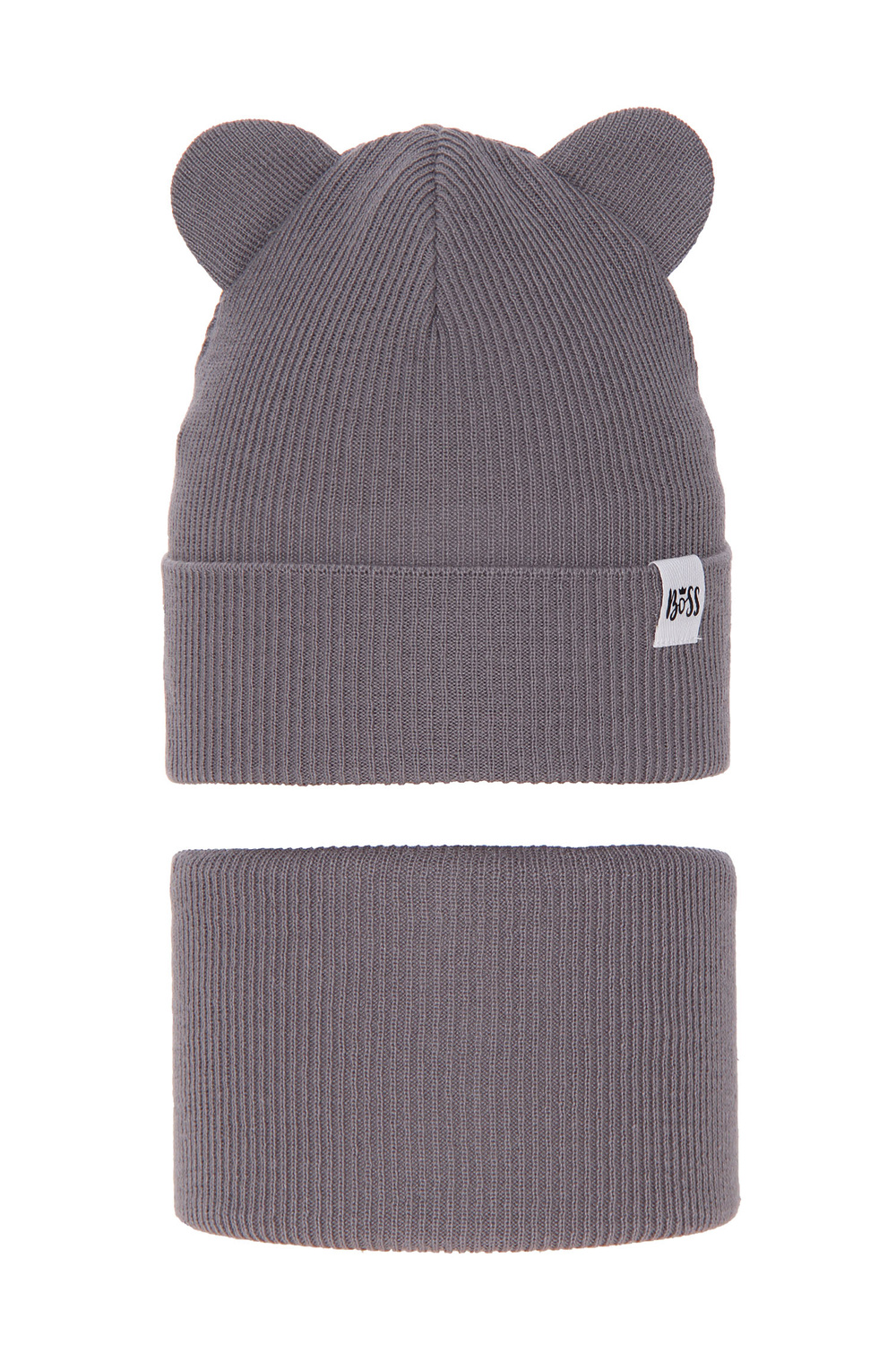 Ensemble automne/printemps fille: bonnet et snood, avec coton, grigio, Kajra