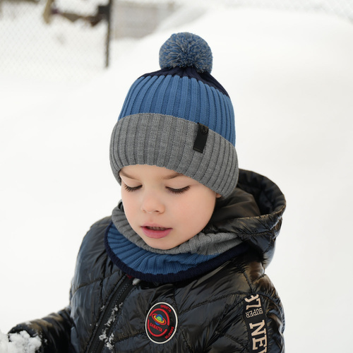 Ensemble d'hiver garçon: bonnet et snood, noir, Karson
