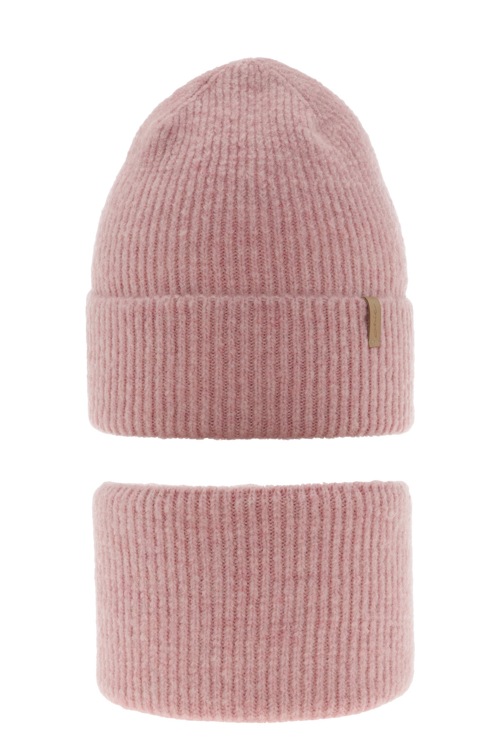 Ensemble d'hiver fille: bonnet et snood, rose, Edila