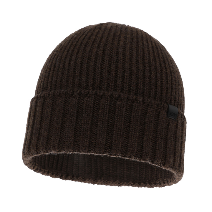 Bonnet d'hiver homme, brun, avec laine mérinos, sans coutures, Bruner