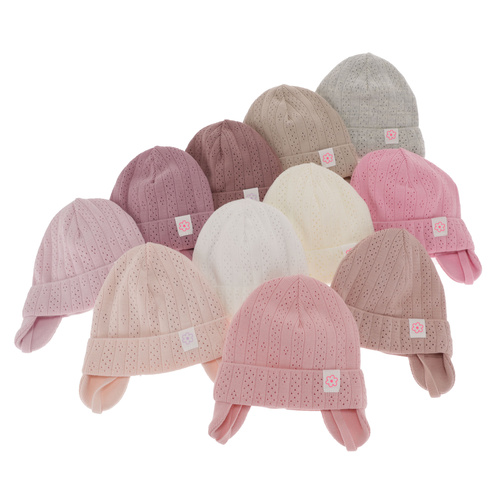 Bonnet automne/printemps fille, beige, avec liens, Lucrezia