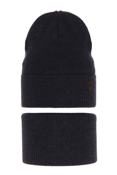 Ensemble automne/printemps garçon: bonnet et snood, avec coton, bleu marine, Dragon