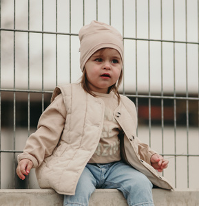 Ensemble automne/printemps fille: bonnet et snood, beige, coton, Hazelka