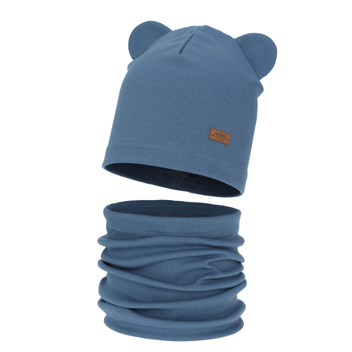 Ensemble automne/printemps garçon: bonnet et snood, bleu, Gregory