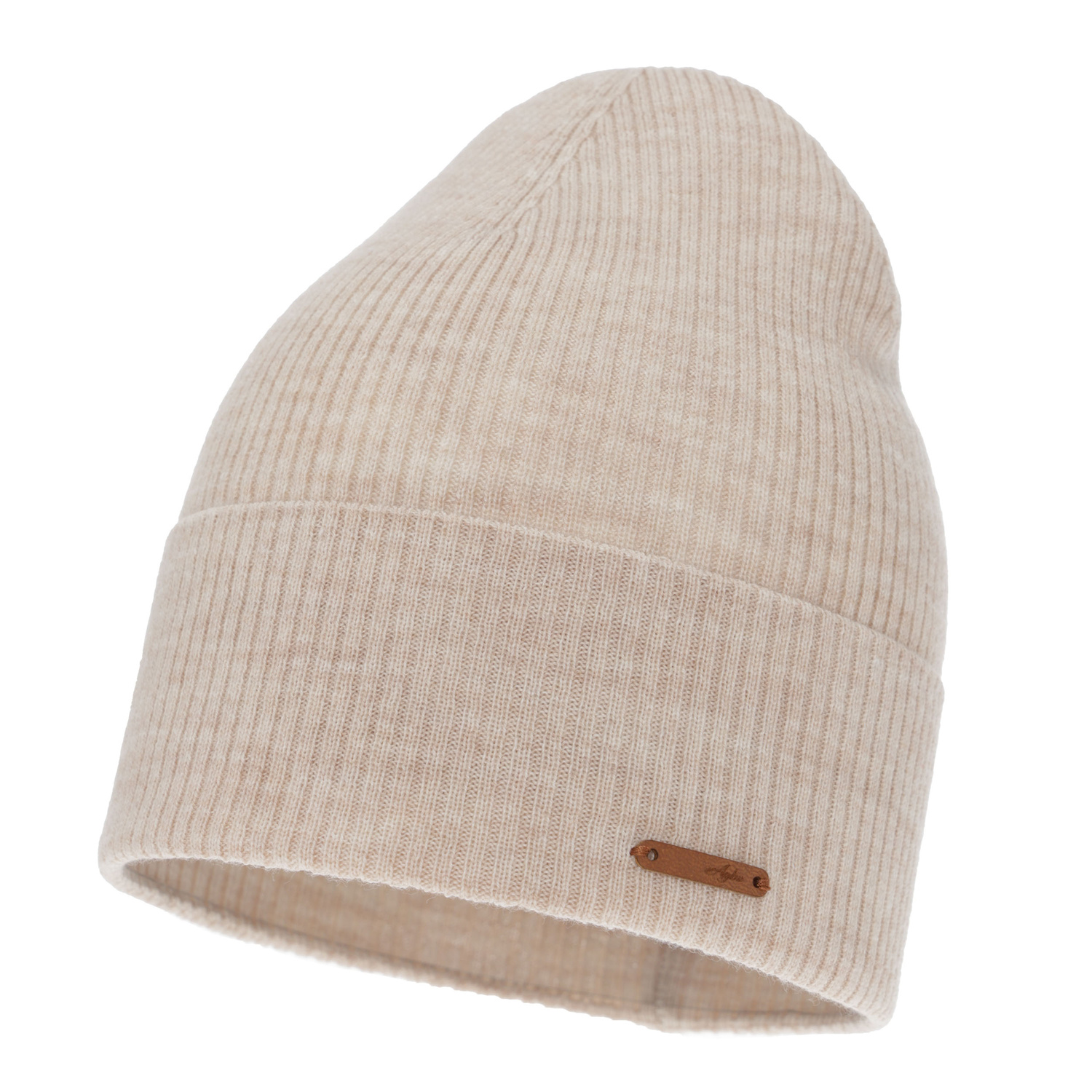 Bonnet automne/printemps femme, beige, 100% Laine Mérinos, Flerra