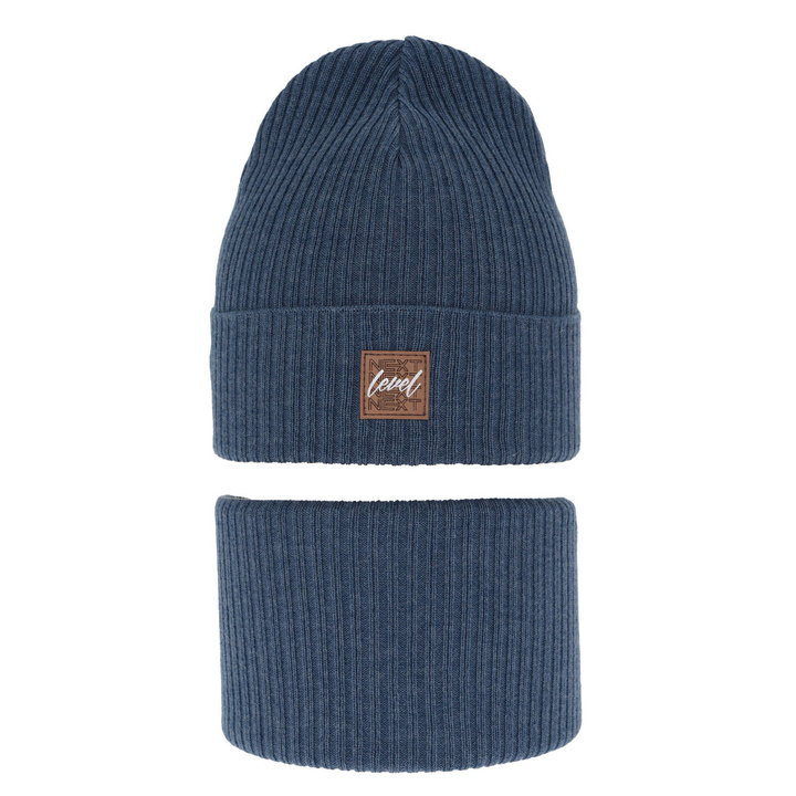 Ensemble automne/printemps garçon: bonnet et snood, avec coton, bleu, Fenix
