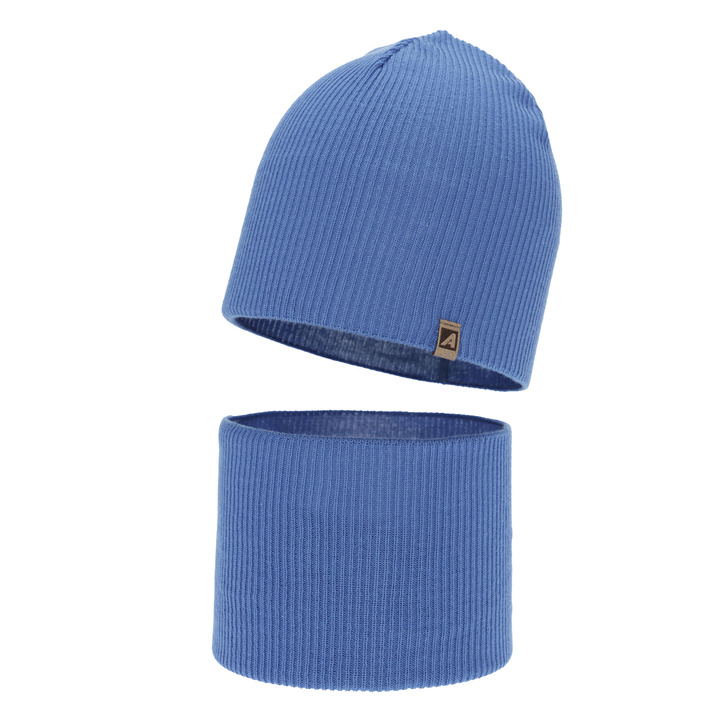 Ensemble automne/printemps garçon: bonnet et snood, avec coton, bleu, Lucer