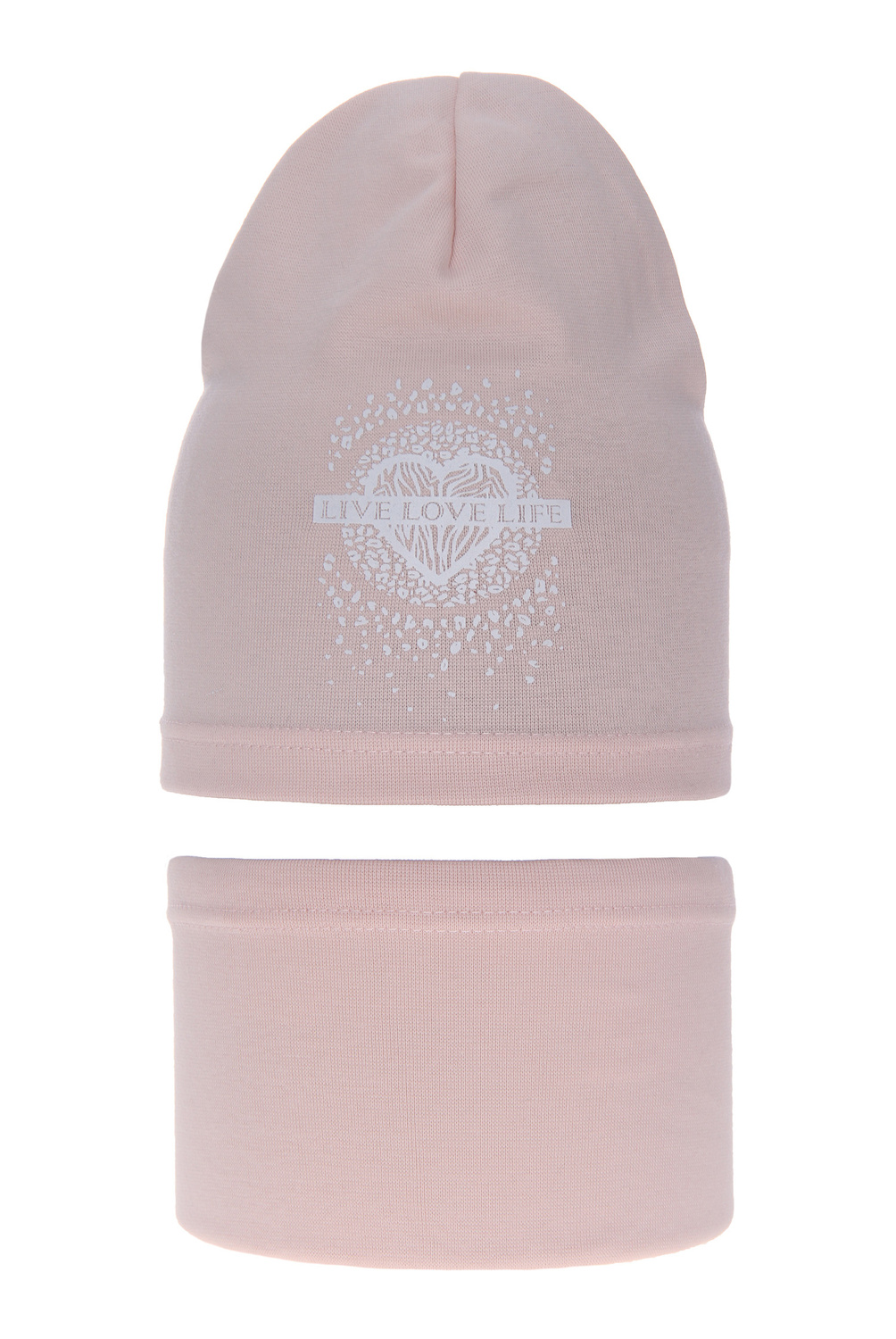 Ensemble automne/printemps fille: bonnet et snood, rose, en coton, Esmeralda