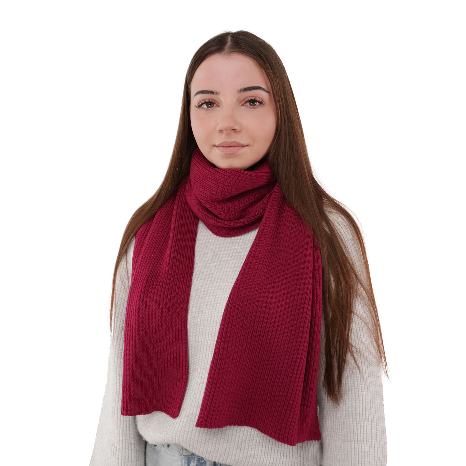 Écharpe d'hiver femme, beige foncé, avec laine mérinos, Jessica