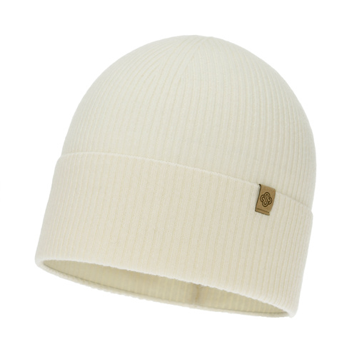 Bonnet d'automne/hiver femme, crème, avec laine mérinos et cachemire, Alineta