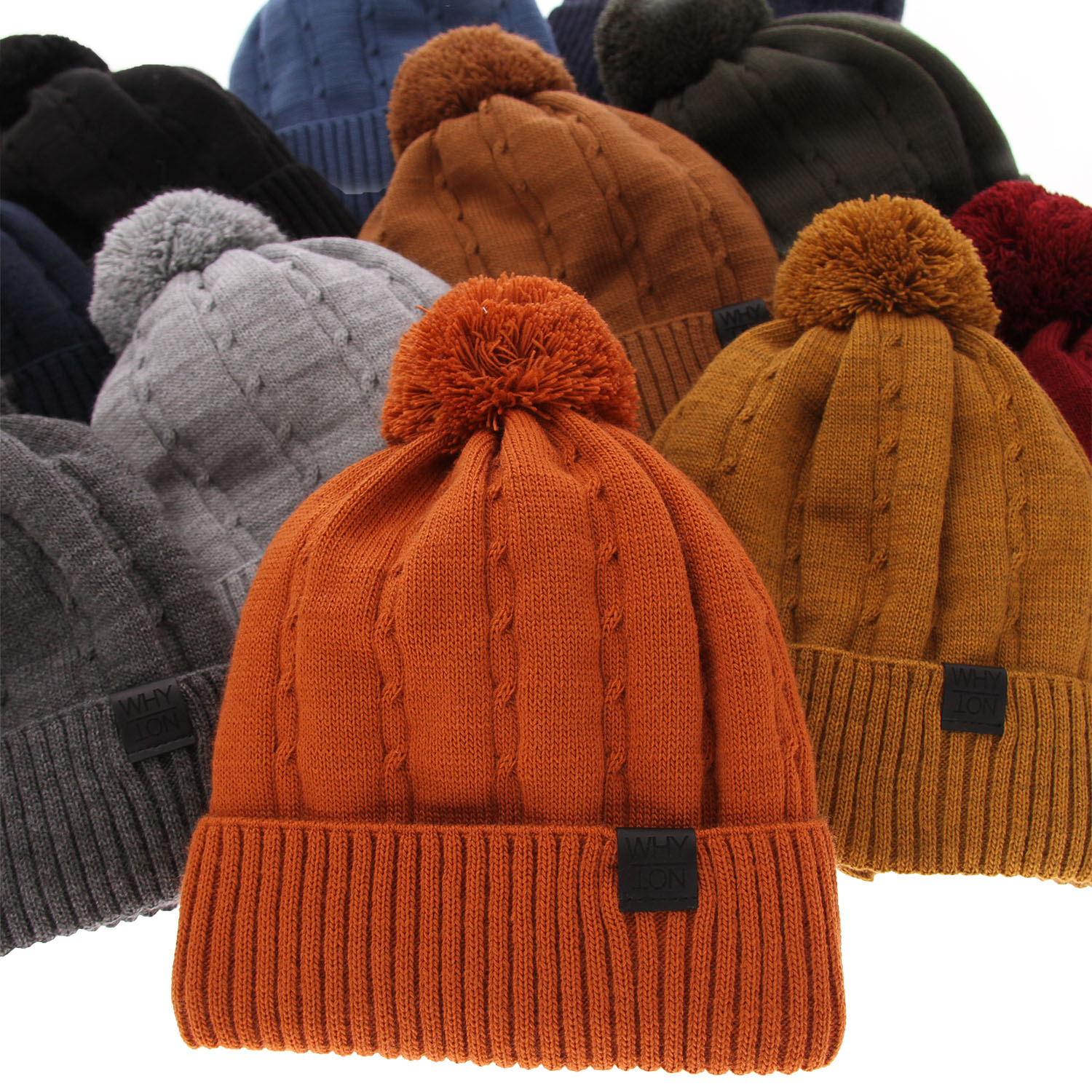 Ensemble d'hiver garçon: bonnet et écharpe, orange, avec pompon, Deny