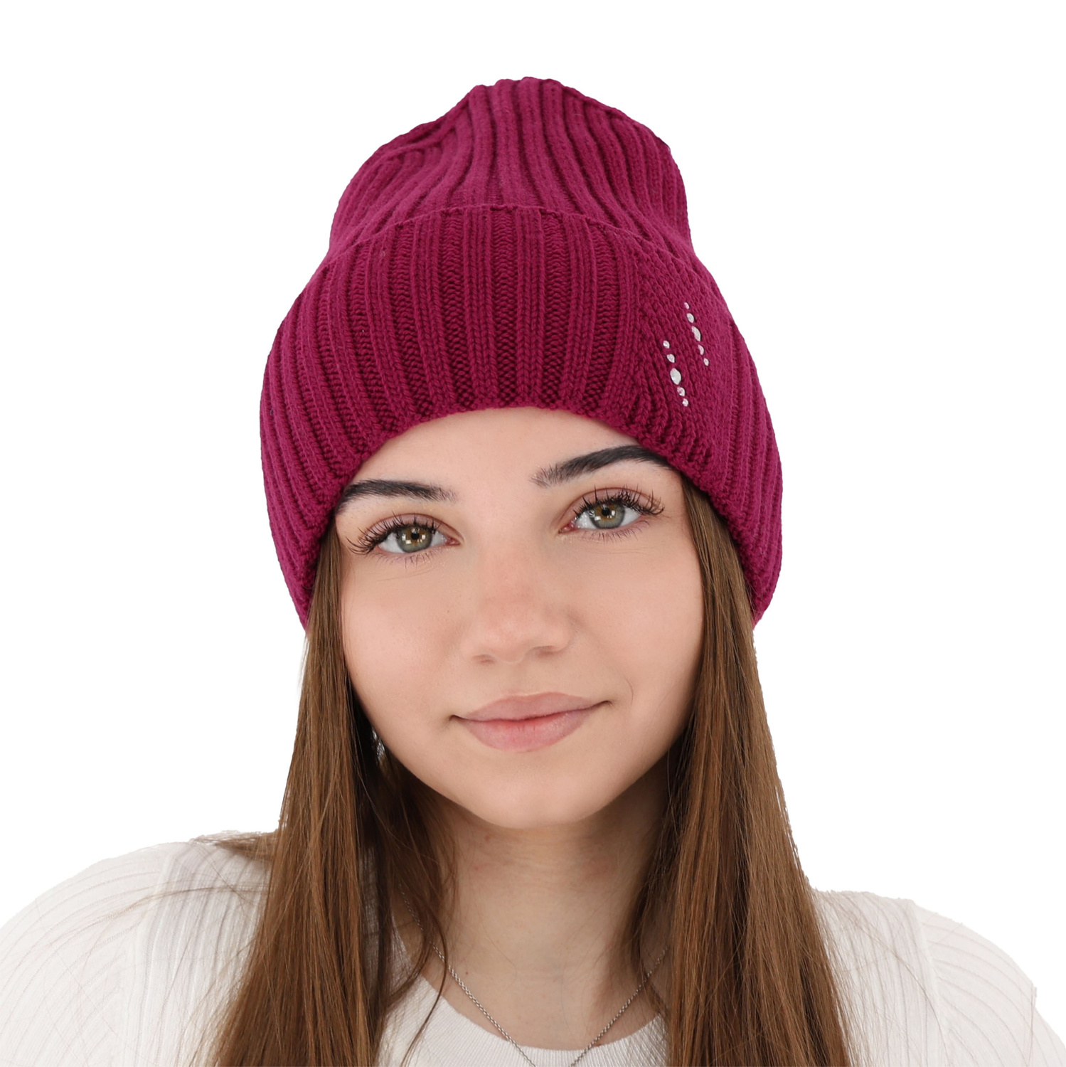 Bonnet d'hiver femme, rose, avec laine mérinos, Ariga
