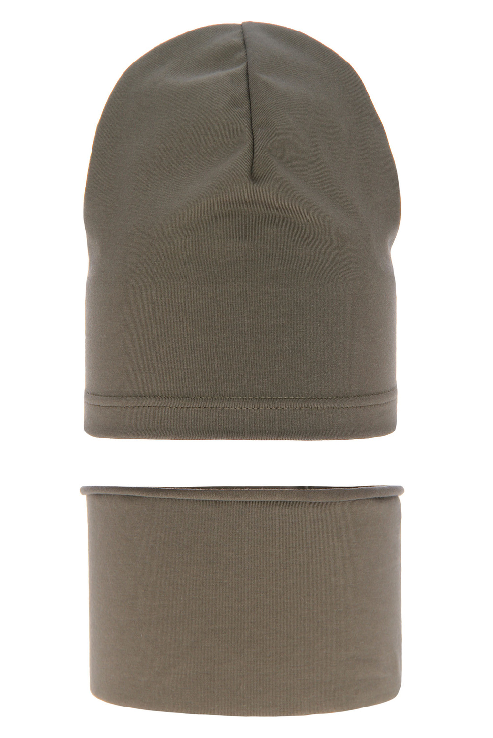 Ensemble automne/printemps fille: bonnet et snood, kaki, en coton, Hazelka