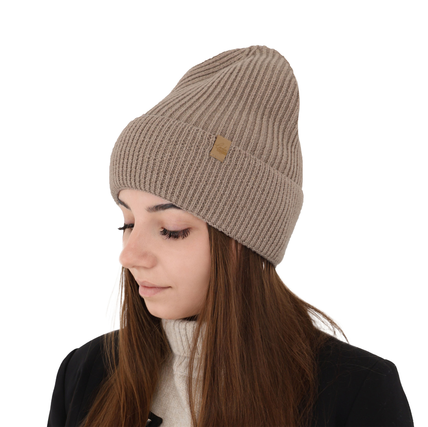 Bonnet d'hiver femme, camel, 100% Laine Mérinos, Isla
