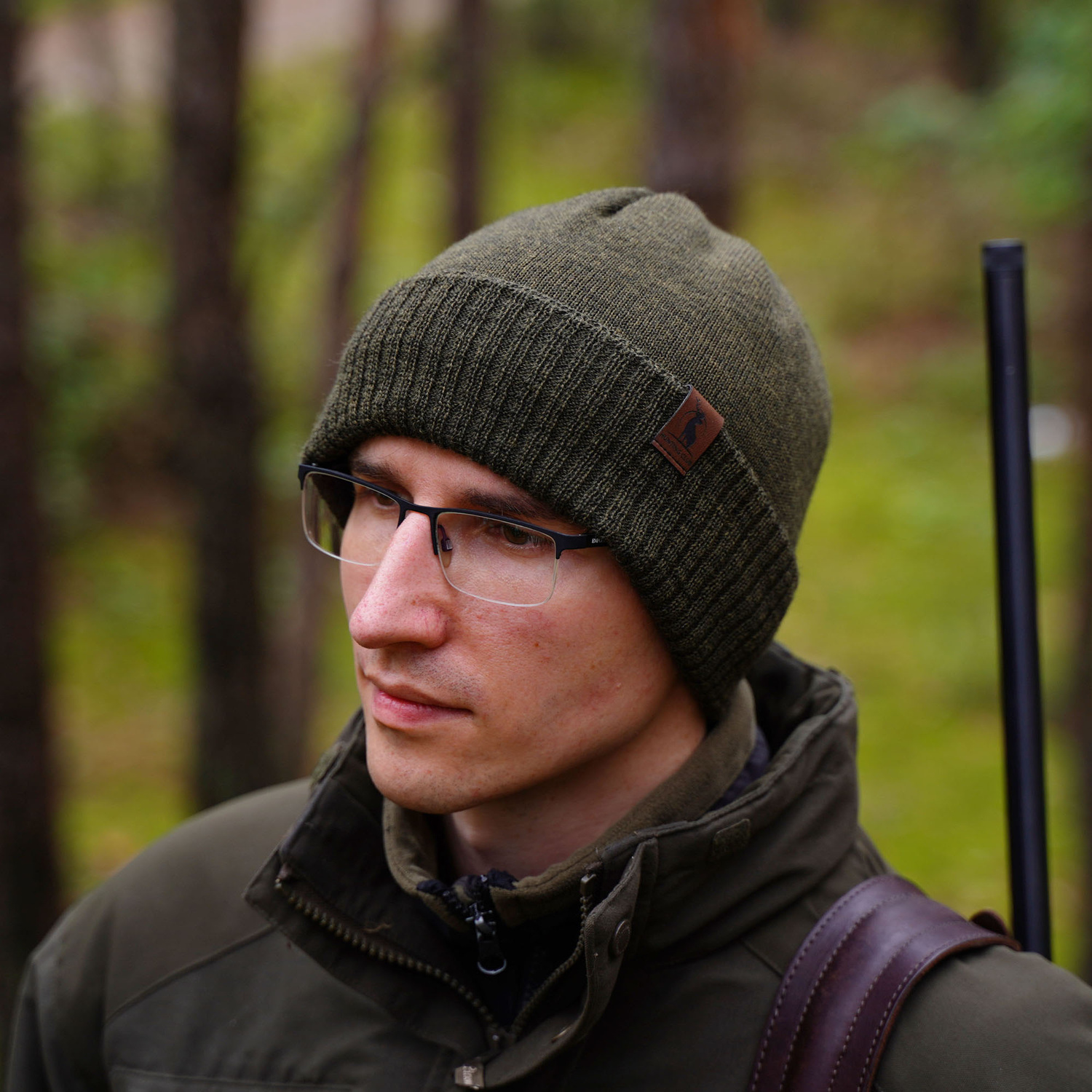 Bonnet d'hiver homme, khaki, avec laine mérinos, Bonnet de chasse Hogan