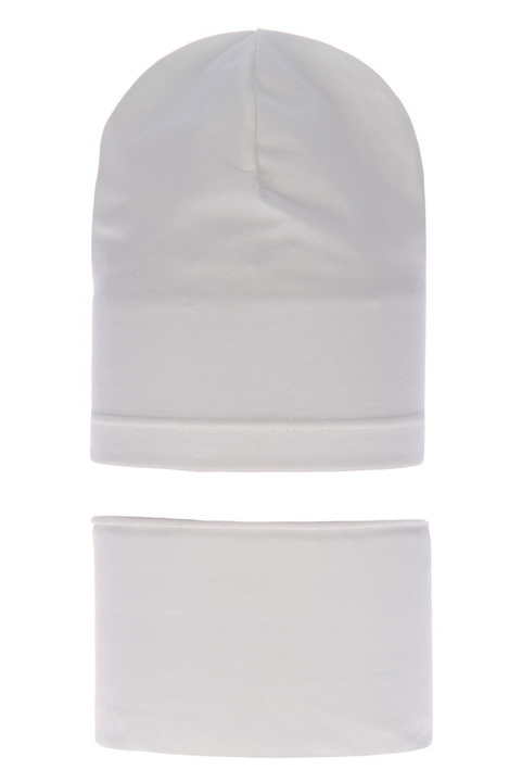 Ensemble automne/printemps fille: bonnet et snood, crème, coton, Hazelka