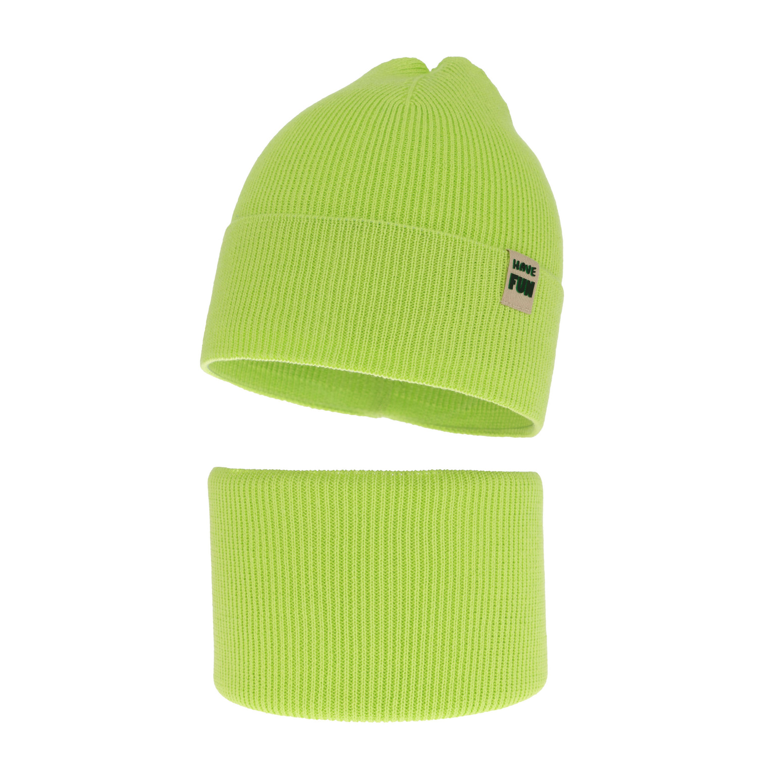 Ensemble automne/printemps garçon: bonnet et snood, avec coton, vert clair, Ottavio