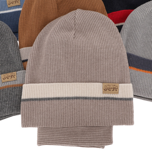 Ensemble automne/printemps garçon: bonnet et snood, avec coton, beige, Antonio
