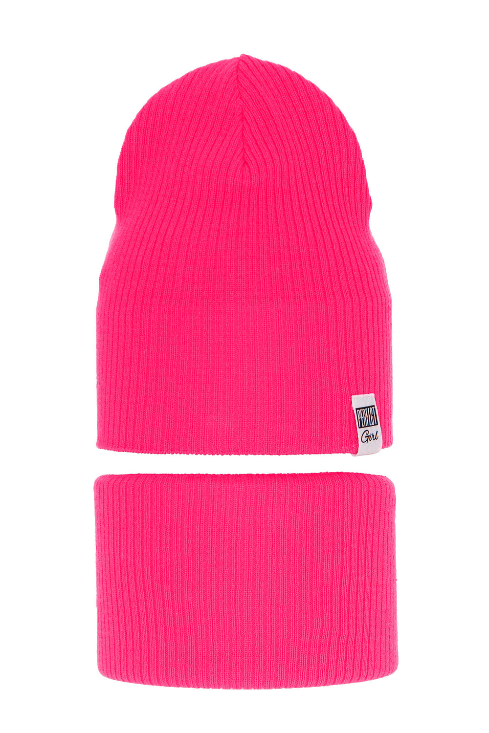 Ensemble automne/printemps fille: bonnet et snood, avec coton, rose, Farinka