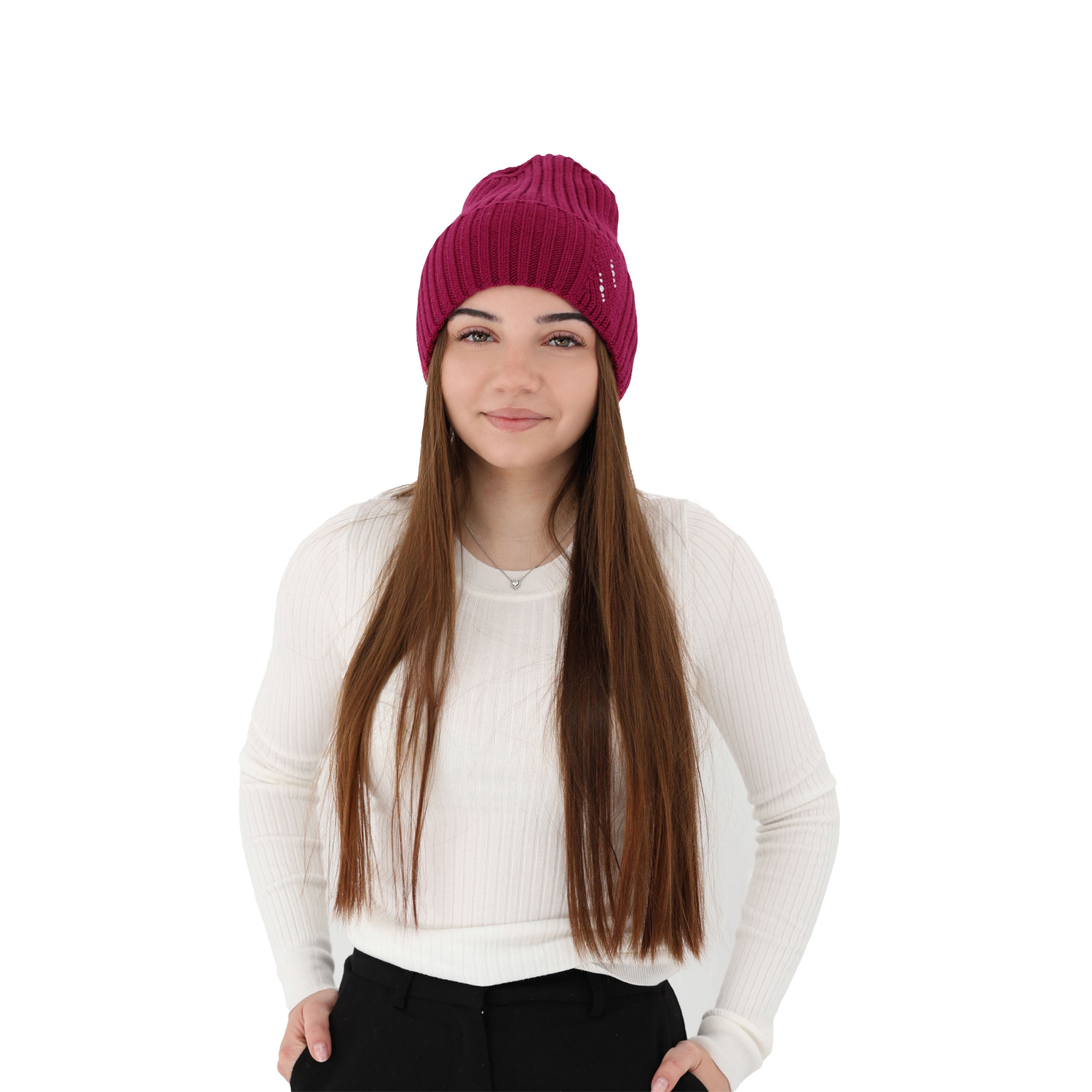 Bonnet d'hiver femme, bordó, avec laine mérinos, Ariga