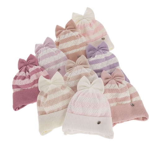Bonnet automne/printemps fille, lilas, avec liens, Leda