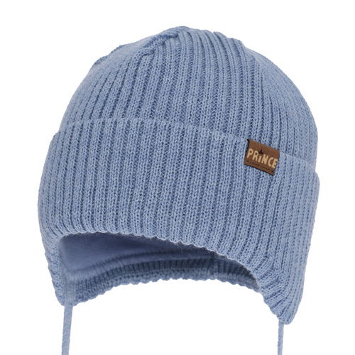Bonnet d'hiver garçon, avec liens, avec laine mérinos, bleu, Puser
