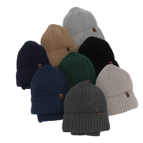 Ensemble d'hiver garçon: bonnet et snood, gris clair, avec laine mérinos, Metis