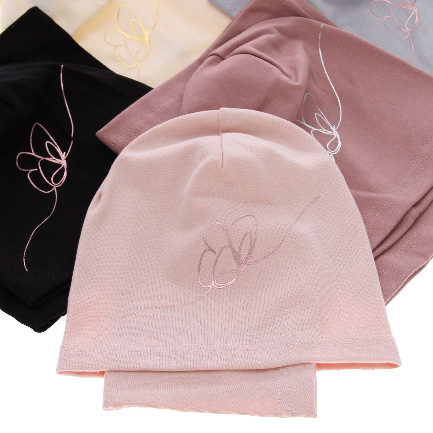 Ensemble automne/printemps fille: bonnet et snood, rose, en coton, Jula