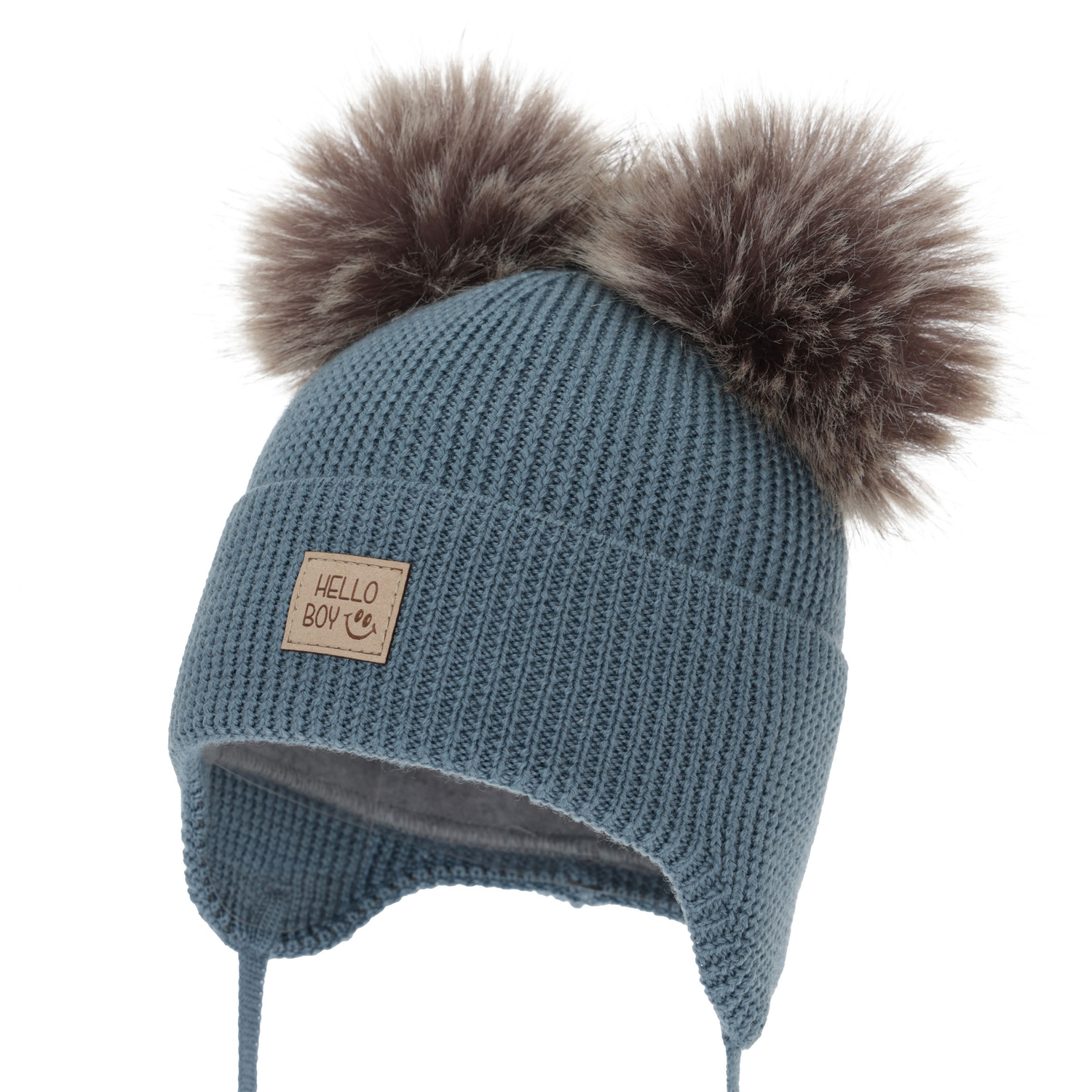 Bonnet d'hiver garçon, bleu, 100% Laine Mérinos, doublé de polaire en laine, Tambor