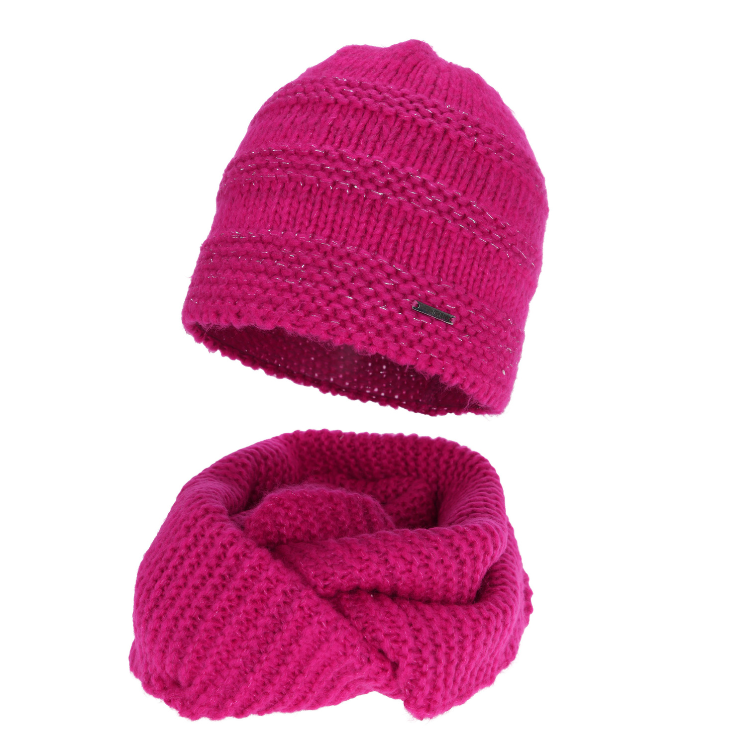 Ensemble d'hiver femme: bonnet et snood, amarante, avec laine mérinos, Driva