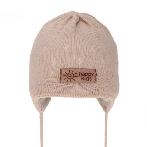 Bonnet automne/printemps garçon, beige, avec liens, Bobi