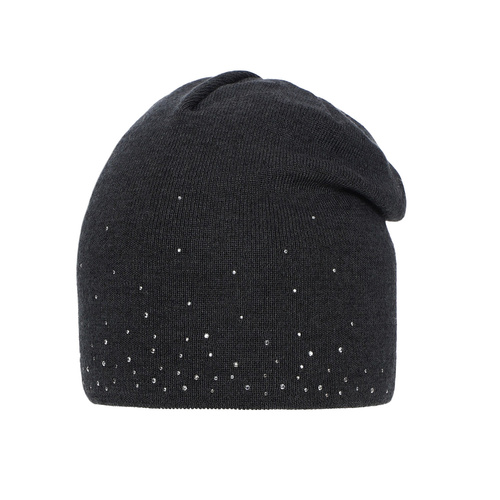 Bonnet d'hiver femme, grise, avec laine mérinos, Minerwa