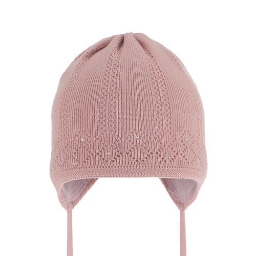 Bonnet automne/printemps fille, rose, avec liens, Antila