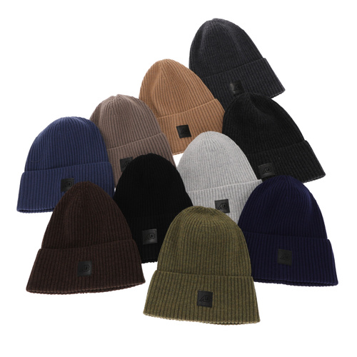 Bonnet d'hiver homme, bleu marine, avec laine mérinos, Matias