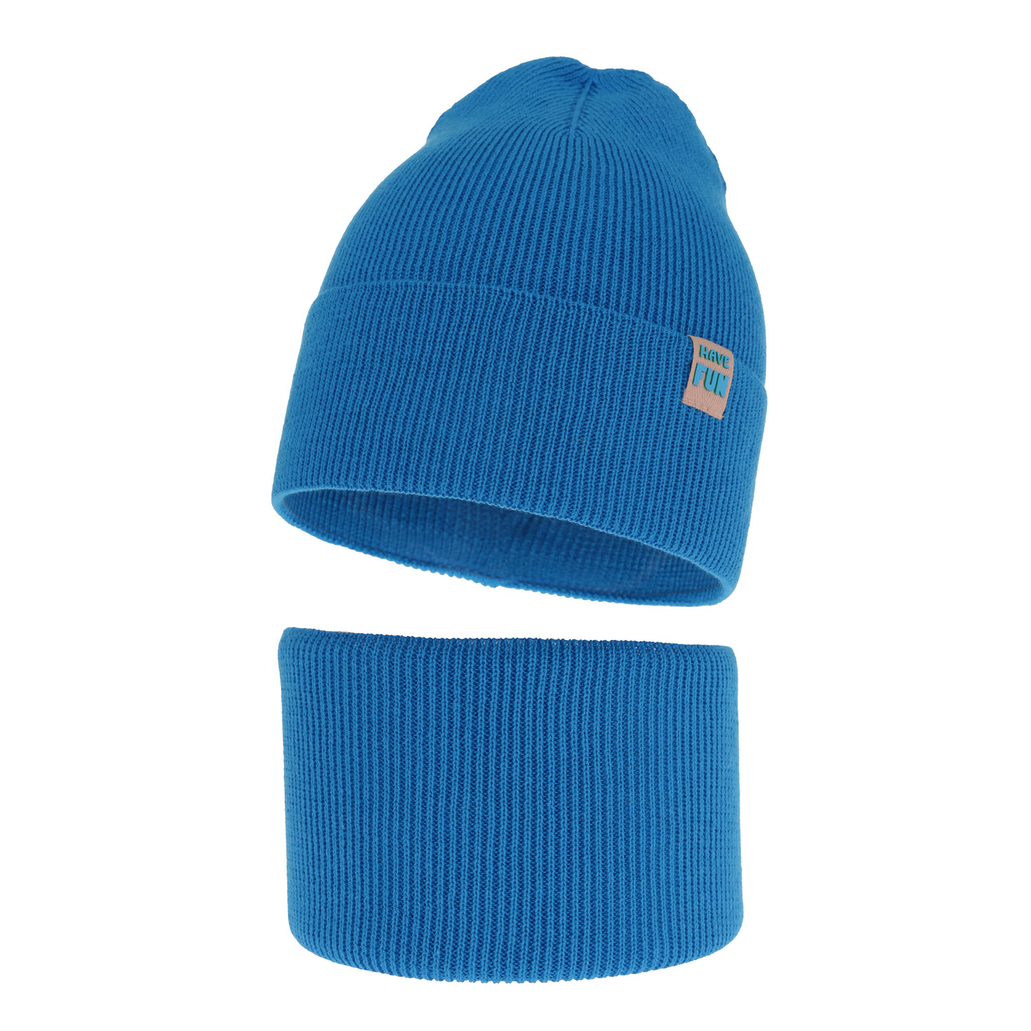 Ensemble automne/printemps garçon: bonnet et snood, avec coton, bleu, Ottavio
