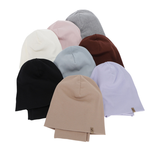 Ensemble automne/printemps fille: bonnet et snood, en coton, marron foncé, Bravura