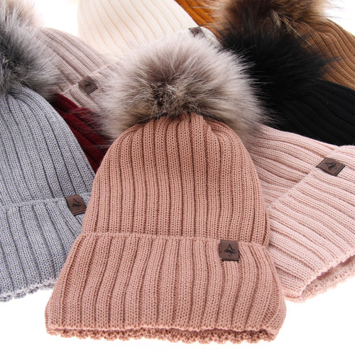 Bonnet d'hiver femme, violet, avec laine mérinos, Texa
