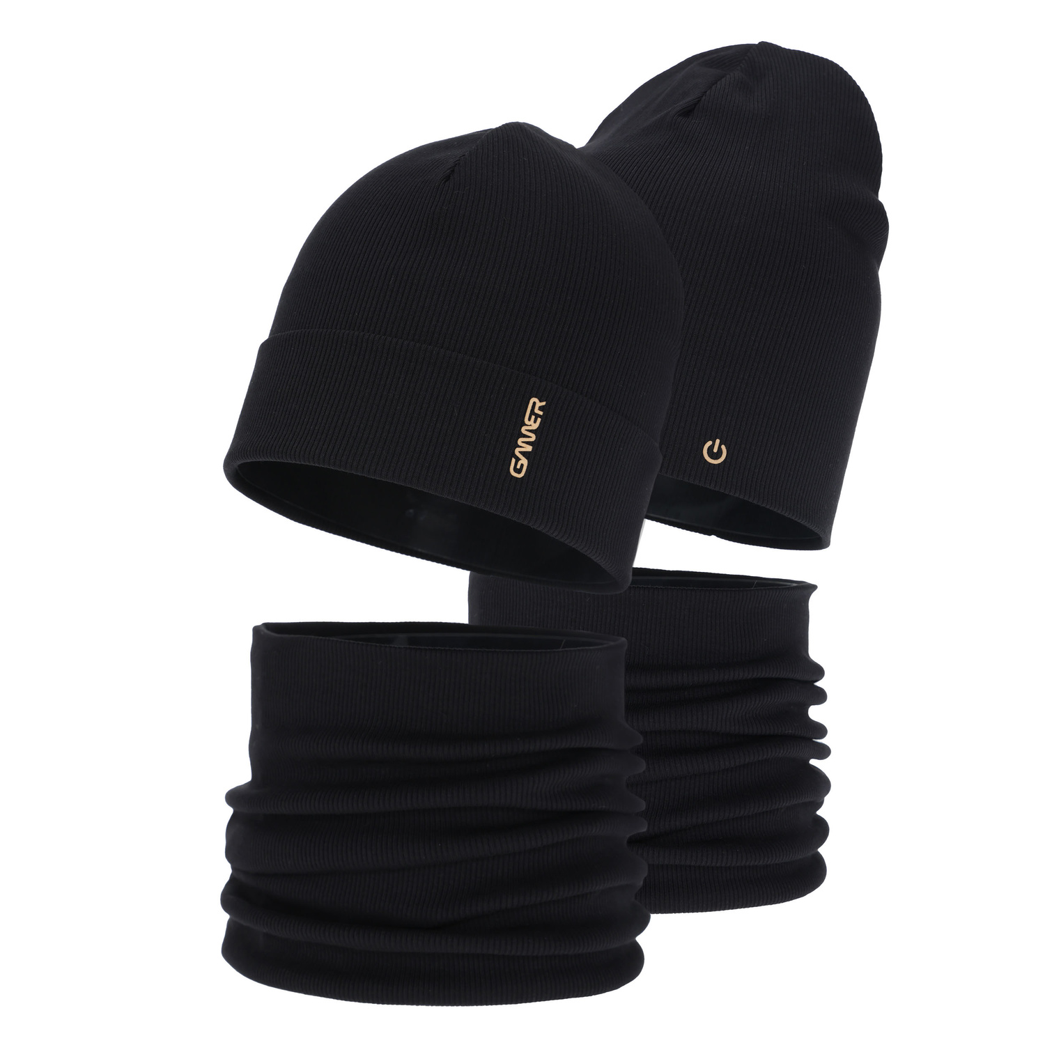 Ensemble automne/printemps garçon: bonnet et snood, en coton, noir, Desider