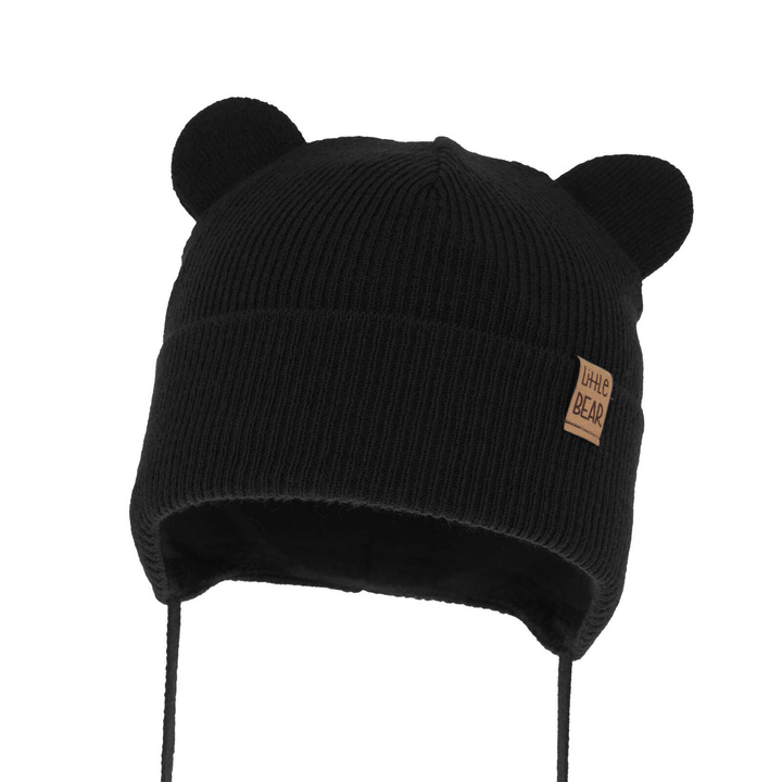 Bonnet automne/printemps garçon, noir, avec liens, Nikifor