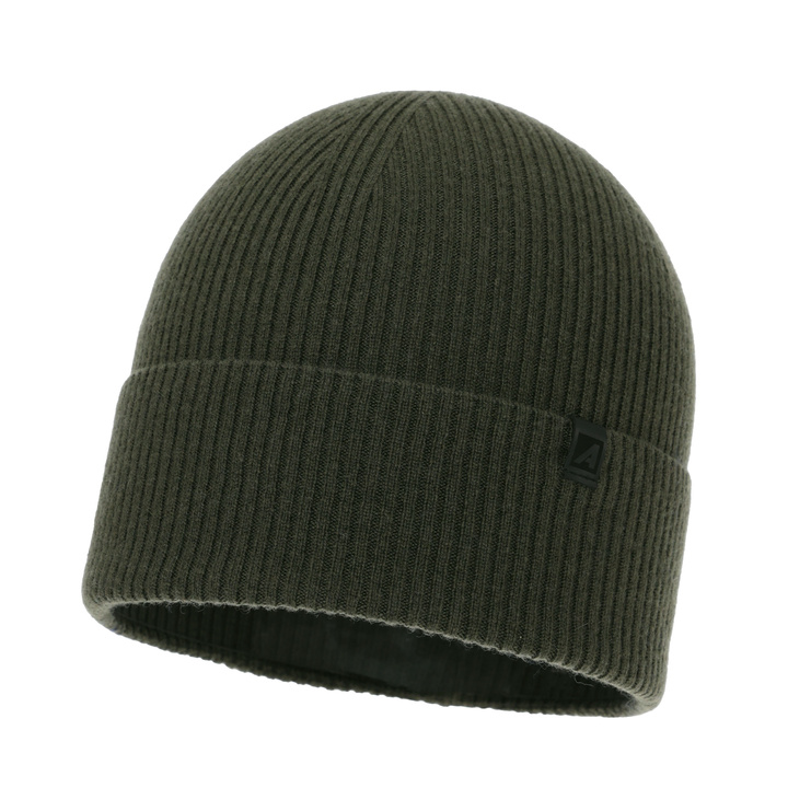 Bonnet d'hiver homme, khaki, avec laine mérinos et cachemire, Azuryt