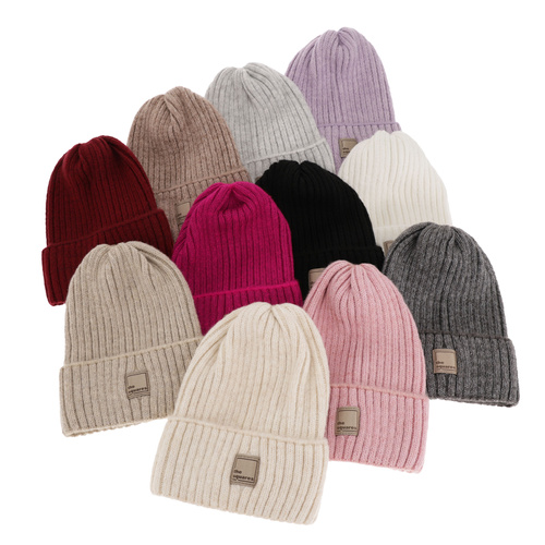 Bonnet d'hiver femme, crème, avec laine mérinos, Benedetta