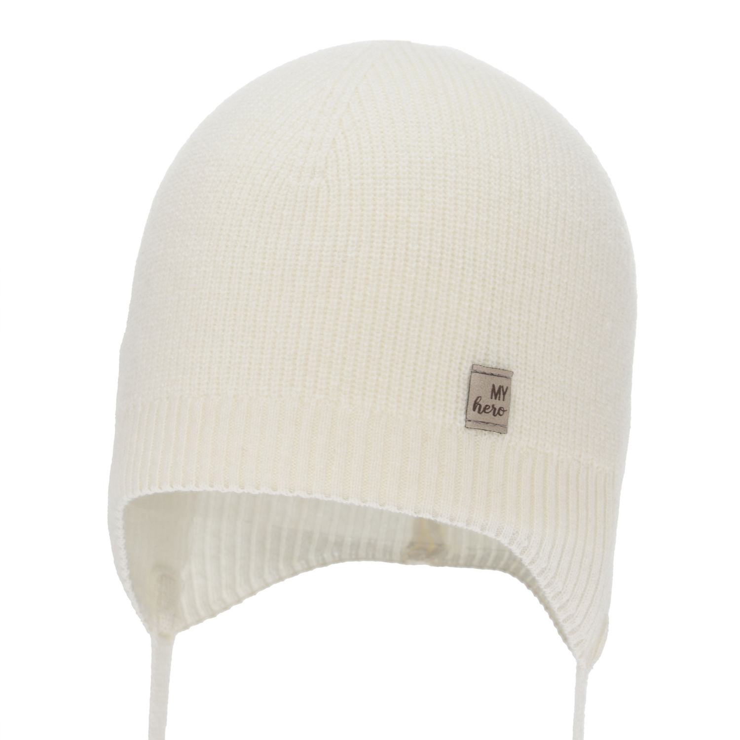 Bonnet automne/printemps garçon, crème, avec laine mérinos et cachemire, avec liens, Tono