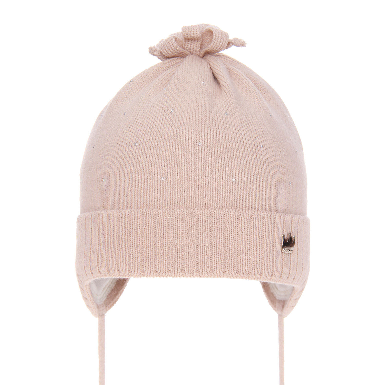 Bonnet automne/printemps fille, beige, avec liens, Oliwka